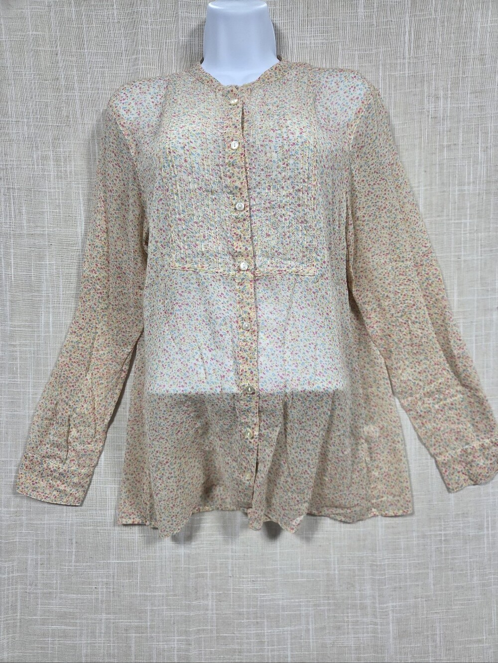 Gap Women's Floral Multicolor Button-Front Lightweight Woven Blouse Size L.